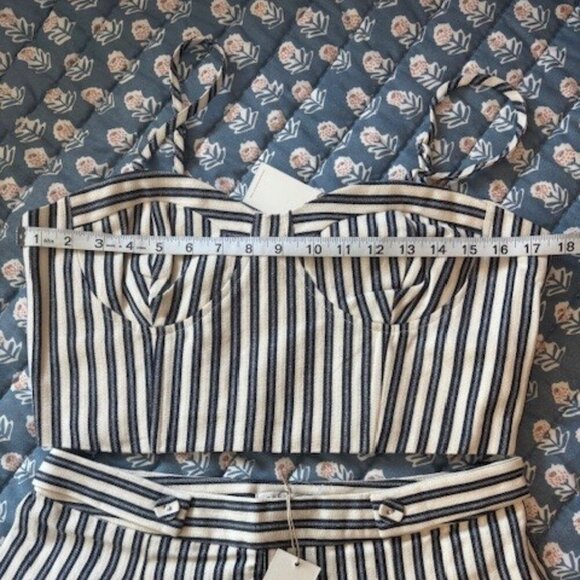 β NWT Anthropologie Moon River // Striped Crop Top & Shorts Set // Size Large - Picture 3 of 7